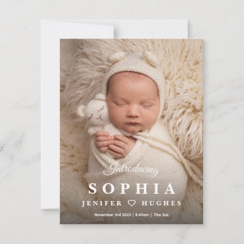 Heart thank you card baby photo thank you card