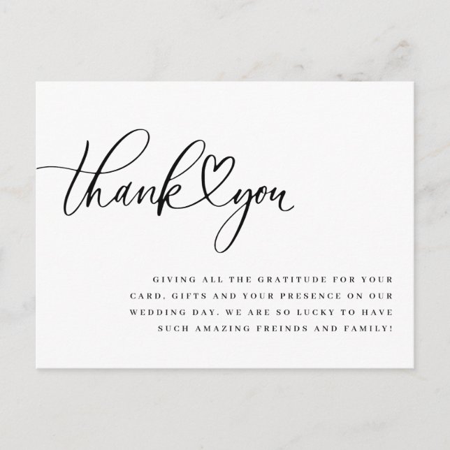 Heart thank you card, wedding thank you card (Front)