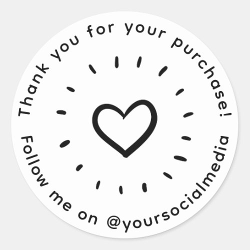 Heart Thank You For Your Purchase Business Classic Round Sticker