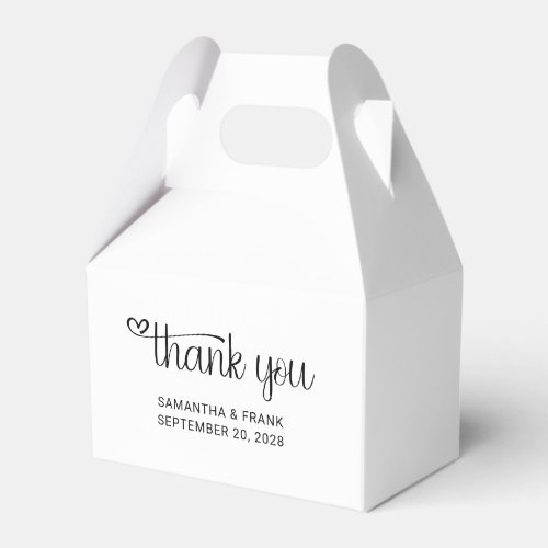 Heart Thank You Typography Wedding Favor Boxes