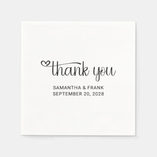 Heart Thank You Typography Wedding Napkins
