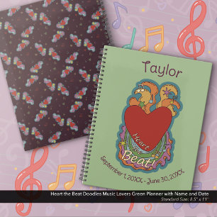 Heart the Beat Doodles for Music Lovers Green Planner