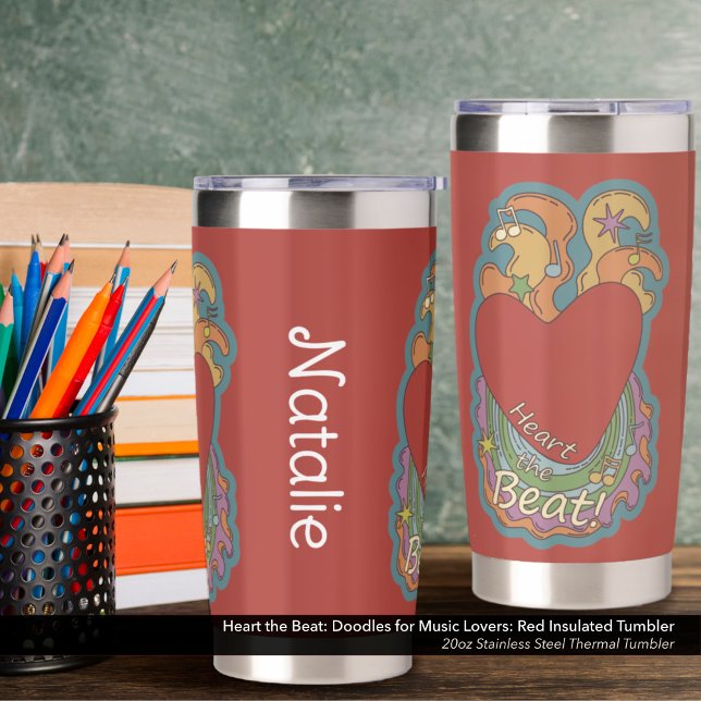 Heart the Beat: Doodles for Music Lovers: Red Insulated Tumbler (Heart the Beat: Doodles for Music Lovers Insulated Tumbler-Red 20 oz Stainless Steel Cup)