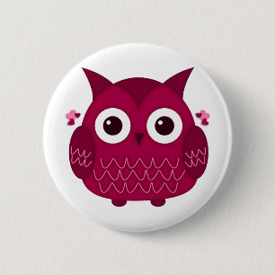 Heart the Pink Owl Button