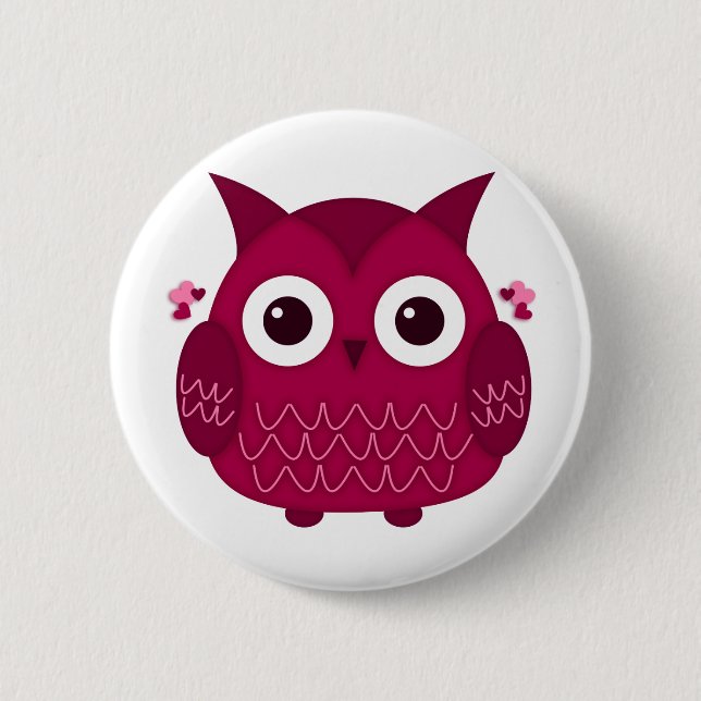 Heart the Pink Owl Button (Front)
