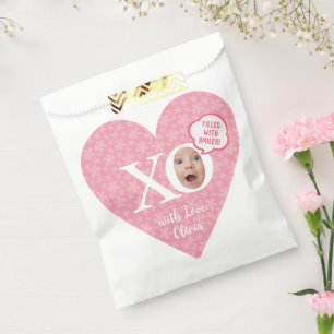 Heart theme 1st birthday party favor bag