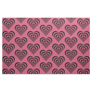 Heart Theme Hot Pink Print Fabric