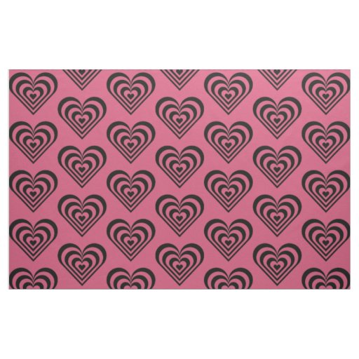 Heart Theme Hot Pink Print Fabric