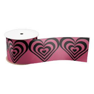 Heart Theme Hot Pink Print Ribbon
