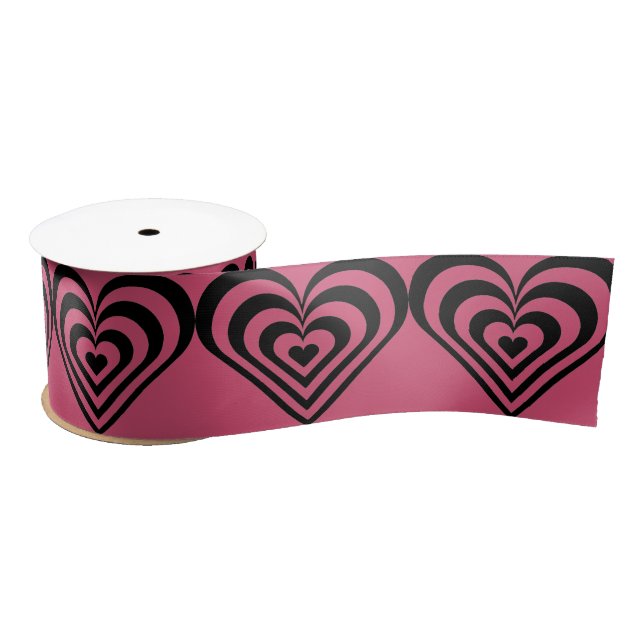 Heart Theme Hot Pink Print Ribbon (Spool)