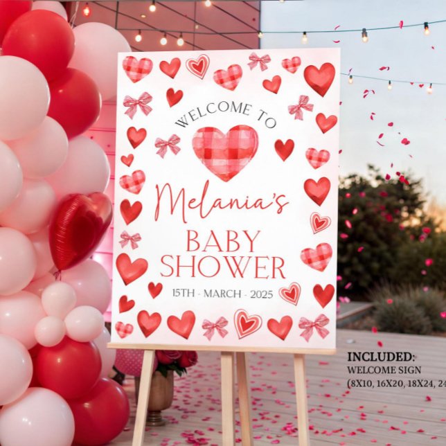 Heart Theme Welcome Board February Baby Shower  (Creator Uploaded)