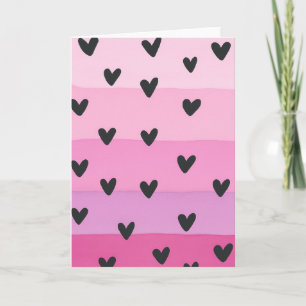 Heart-themed Design Watercolor Blank Note Card 