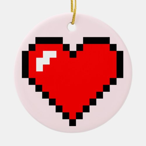 Heart Thief 8 Bit Pixel Art _ Funny Geeky Gamer Ceramic Ornament