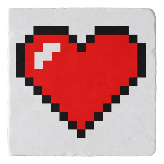 Heart Thief 8 Bit Pixel Art - Funny Geeky Gamer Trivet (Front)