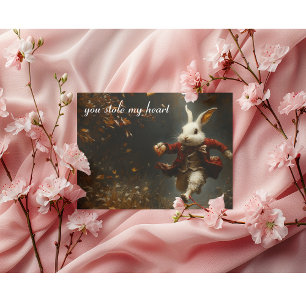 Heart Thief   Romantic Steampunk Bunny Postcard