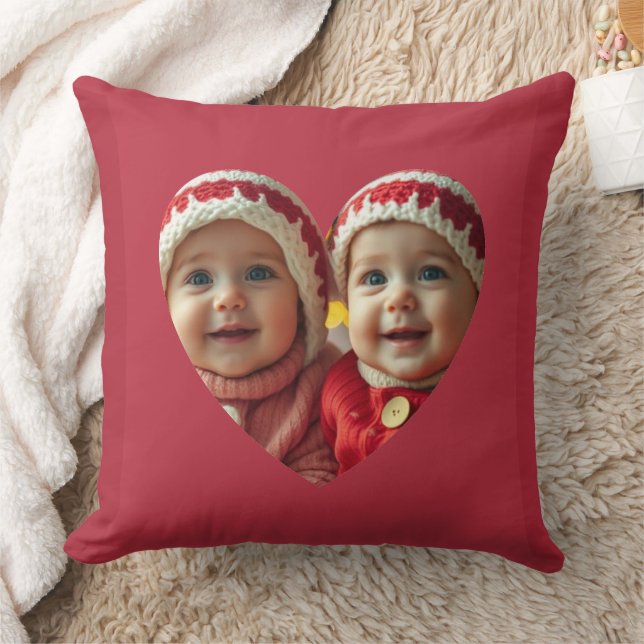 Heart Throw Pillow Add Two Photos (Blanket)