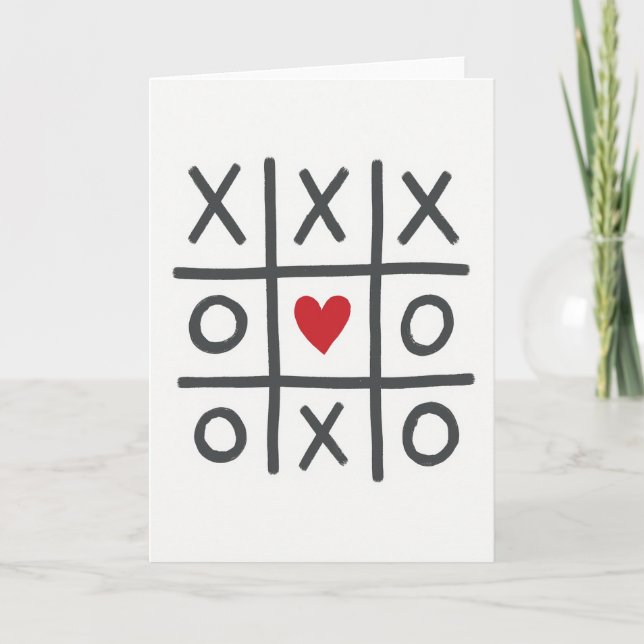 Heart Tic Tac Toe Love Game Card (Front)