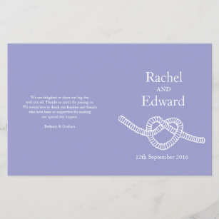 Heart tie the knot purple wedding programs