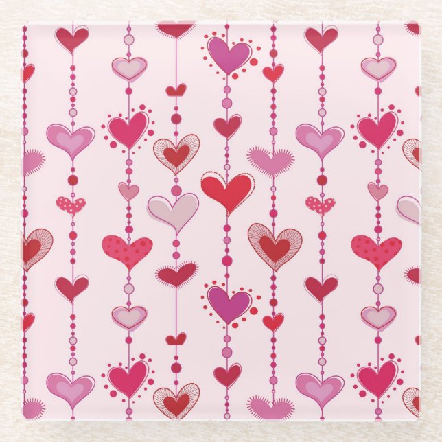 Heart Tiles Glass Coaster (Front)