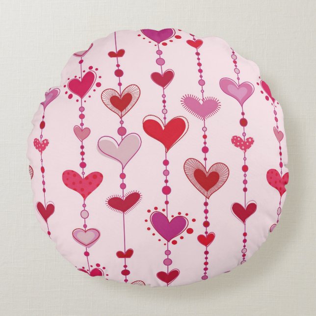 Heart Tiles Round Pillow (Front)