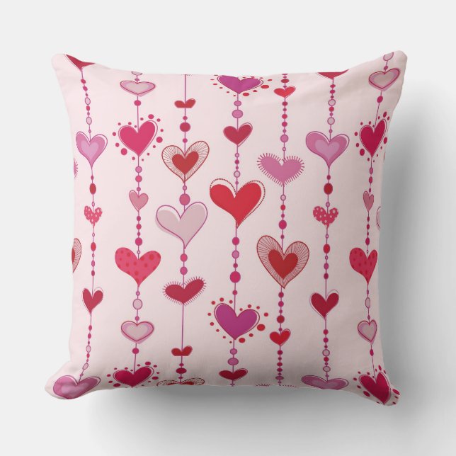 Heart Tiles Throw Pillow (Front)