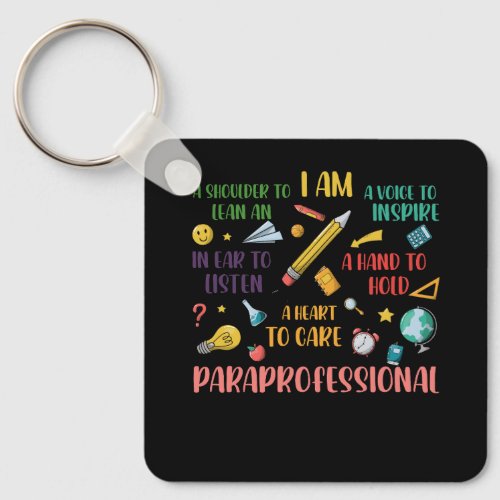 Heart To Care Paraprofessional Teachers Paraeducat Keychain