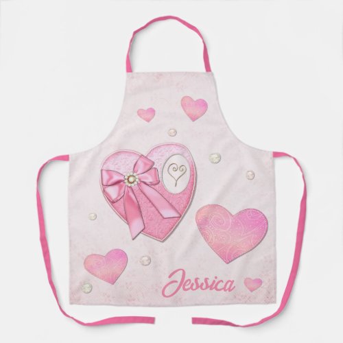 Heart to Heart Valentines Day ADD Your Name Apron
