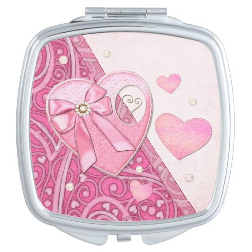 Heart to Heart Valentines Day Compact Mirror
