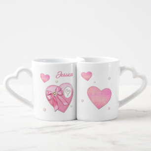 Heart to Heart Valentines Day SWEETHEART BESTIE Coffee Mug Set