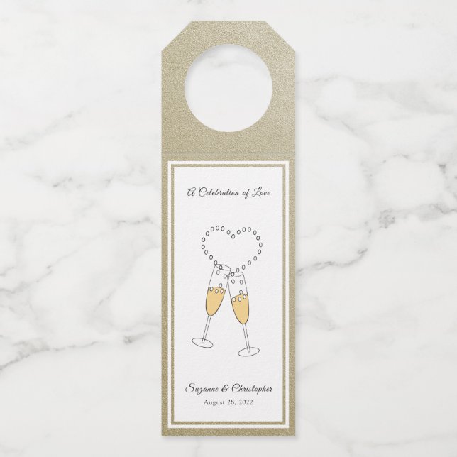 Heart Toast Gold Bottle Hanger Tag (Front)