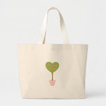Heart Topiary with Pink Roses Large Tote Bag