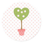 Heart Topiary with White Roses Classic Round Sticker