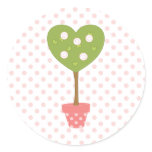 Heart Topiary with White Roses Classic Round Sticker