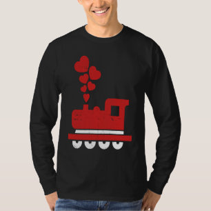 Heart Train Valentines Day Cool Railroad Love Boys T-Shirt