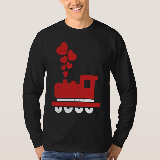 Heart Train Valentines Day Cool Railroad Love Boys T-Shirt (Front)