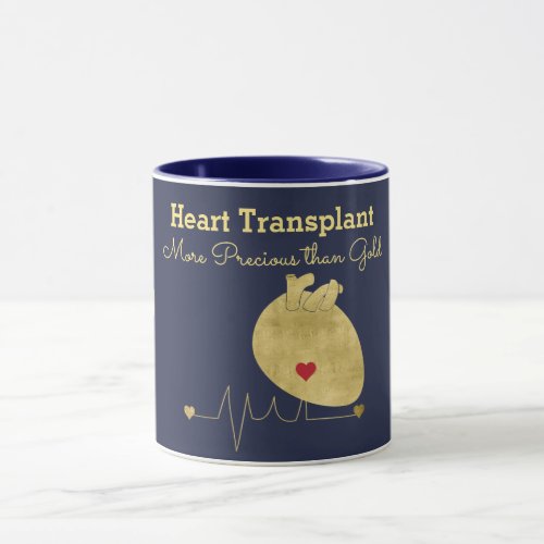 Heart Transplant Gold Navy Mug