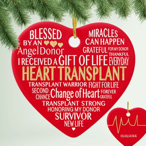 Heart Transplant in Words Customizable Ornament