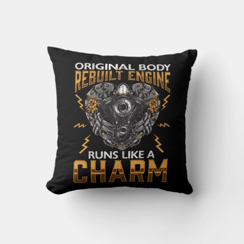 Heart Transplant Rebuilt Engine Bypass Surgery Throw Pillow