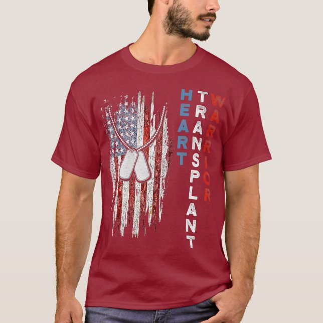 Heart Transplant Recipient Heart Flag US Surgery T-Shirt (Front)