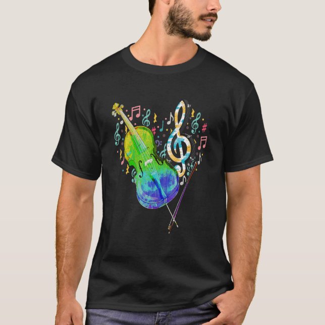 Heart Treble Clef Cello Player Music Notes Cellist T-Shirt (Front)
