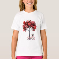 Heart Tree Bicycle Romantic Valentine Girls' Basic
