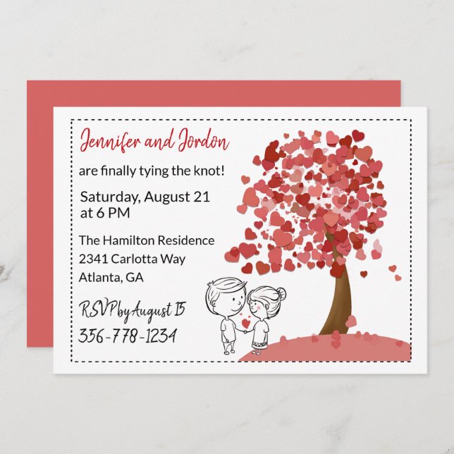Heart Tree Casual Wedding Invitation (Front/Back)