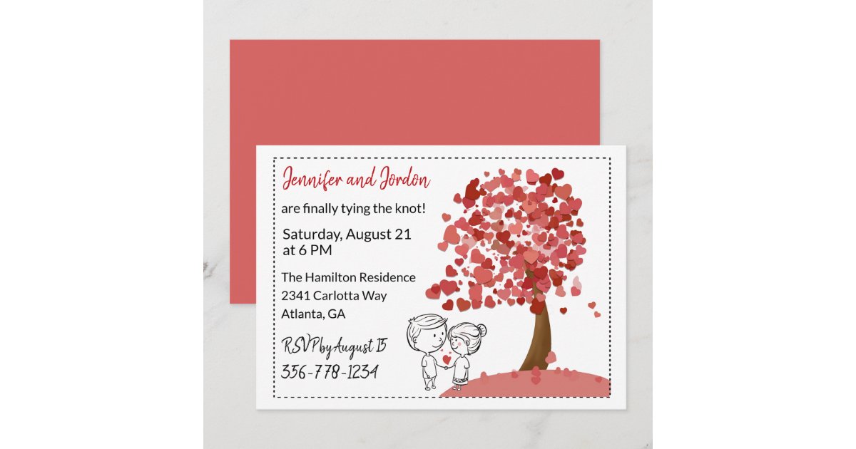 Heart Tree Casual Wedding Invitation | Zazzle