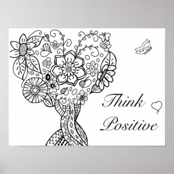 Heart Tree Coloring Positive Thinking Poster by RenderlyYours at Zazzle