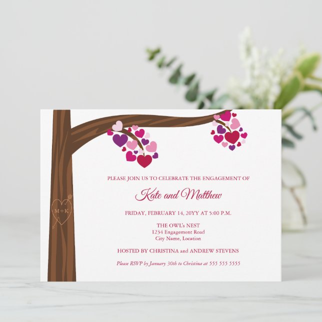 Heart Tree Engagement Party Invitation (Standing Front)