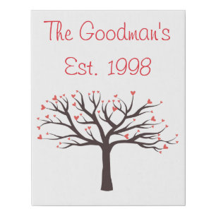 Heart Tree Family Name Canvas