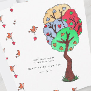 Heart Tree Illustrated Valentine Holiday Card