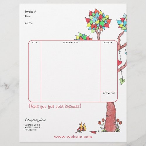 Heart Tree Invoice Sheet