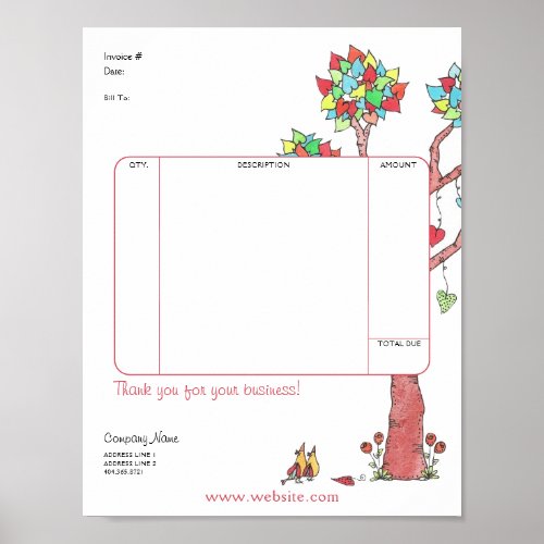Heart Tree Invoice Sheet Poster