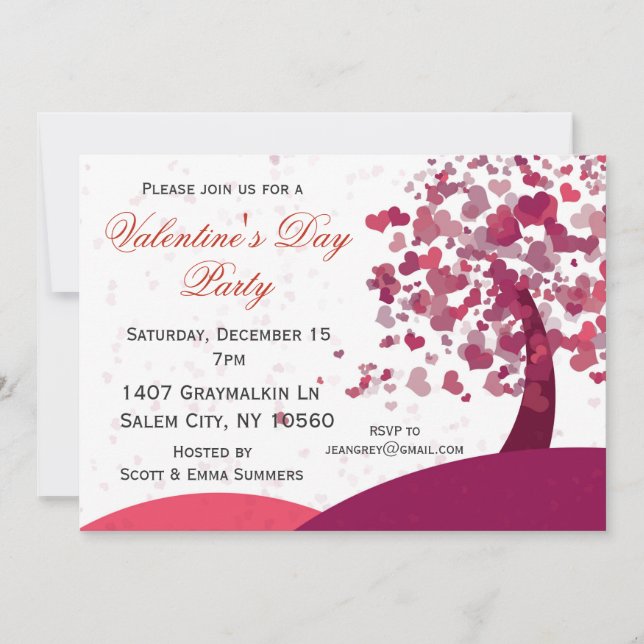 Heart Tree Landscape Valentine's Day Party Invitation (Front)